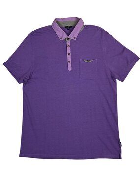 Ted Baker OVASKEP Polo Shirt 6 XXL Purple Short Sleeve